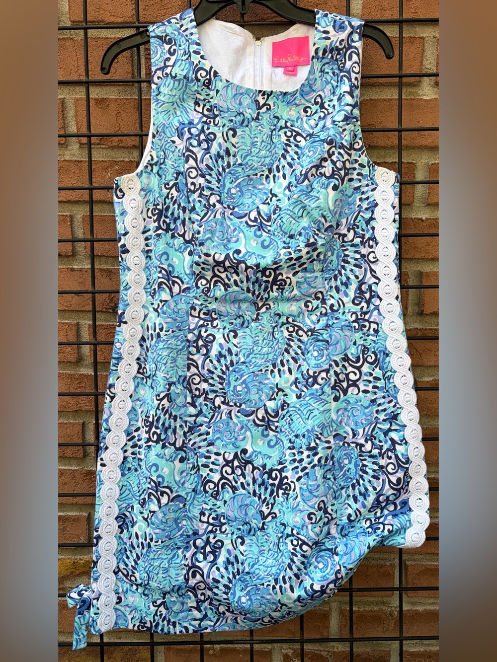 Lilly Pulitzer Blue Aqua Floral Swim Cover-Up with White Trim